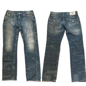 True Religion World Tour  Men's Slim Jeans 34 x 32 Flap Pockets Brick Wash